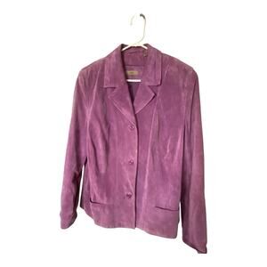 IE Woman Size 1X Button Up Suede Leather Shacket Purple Western Country Festival